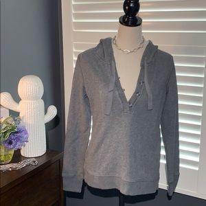 Sz XS Eddie Bauer Gray Fleece Hooded Sweatshirt